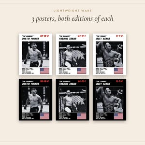 MMA Poster Set of 3 | Lightweight Wars | Dustin Poirier, Frankie Edgar, Matt Serra | Fight Wall Art | Digital Download image 4