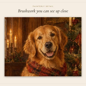 Golden Retriever Christmas Print, Vintage Oil Painting, Dog Lover Gift (Digital Download) image 5