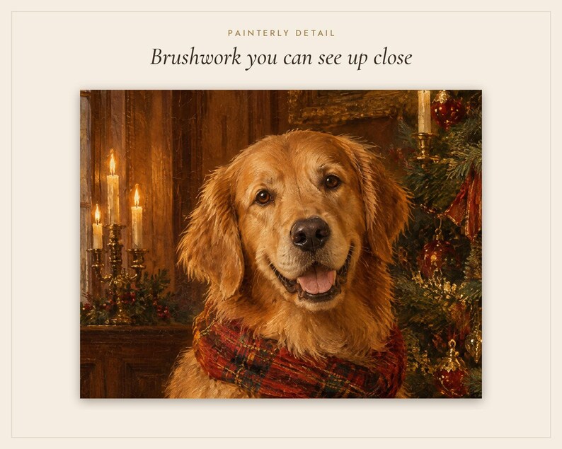 Golden Retriever Christmas Print, Vintage Oil Painting, Dog Lover Gift (Digital Download) image 5