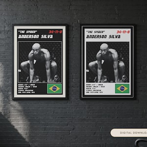 アンダーソン・シウバ MMA ポスター | ジム用ウォールアートプリント | 白黒版 | デジタルダウンロード 画像 1