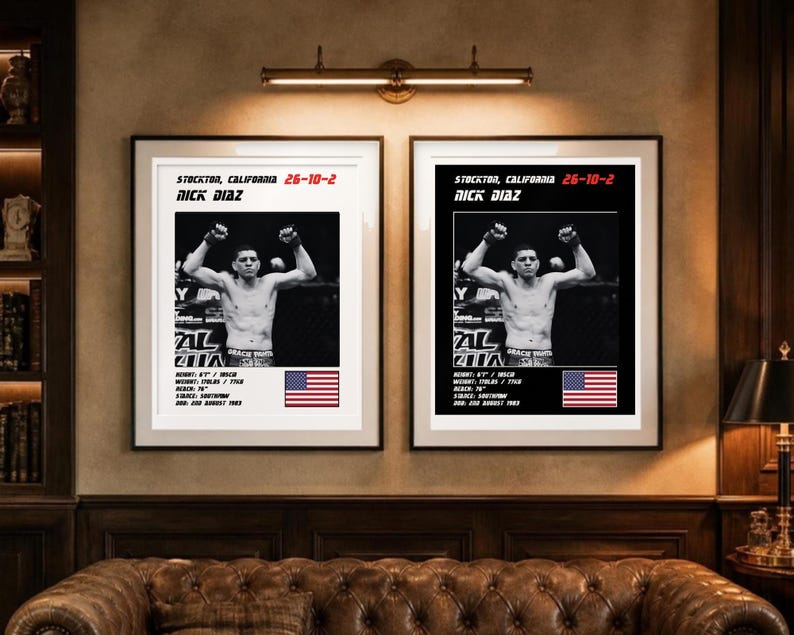 Nick Diaz MMA Poster | Stockton Fight Wall Art Print | Black and White Editions | Digital Download image 4