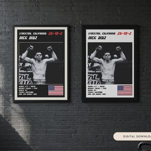 Nick Diaz MMA Poster | Stockton Fight Wall Art Print | Black and White Editions | Digital Download