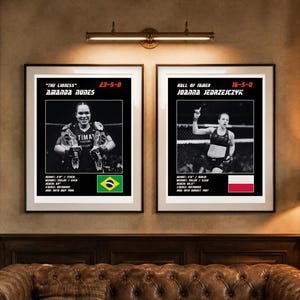 Póster doble de MMA / Reinas de la jaula / Amanda Nunes, Joanna Jedrzejczyk / Arte mural de lucha / Descarga digital imagen 3