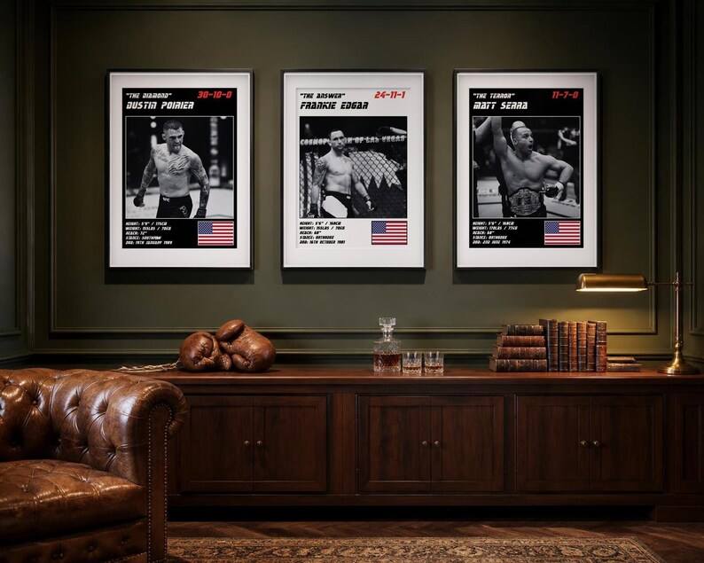 MMA Poster Set of 3 | Lightweight Wars | Dustin Poirier, Frankie Edgar, Matt Serra | Fight Wall Art | Digital Download image 3