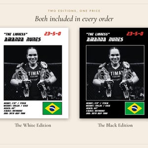 Amanda Nunes MMA Poster | The Lioness Fight Wall Art Print | Black and White Editions | Digital Download image 5