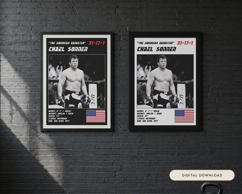 Chael Sonnen MMA Poster | Gym Wall Art Print | White and Black Editions | Digital Download image 1