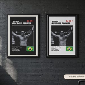 Minotauro Nogueira MMA Poster | Minotauro Fight Wall Art Print | Black and White Editions | Digital Download image 1