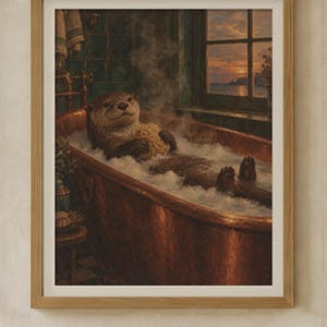 Kitchen and Bath Wall Art Bundle of 12 | Vintage Oil Painting Prints | Bathroom Animals and Kitchen Still Life | Digital Download image 2