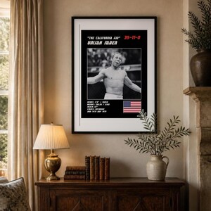 Plakat MMA Urijaha Fabera | Grafika ścienna „The California Kid Fight” | Edycje czarno-białe | Pobieranie cyfrowe zdjęcie 3