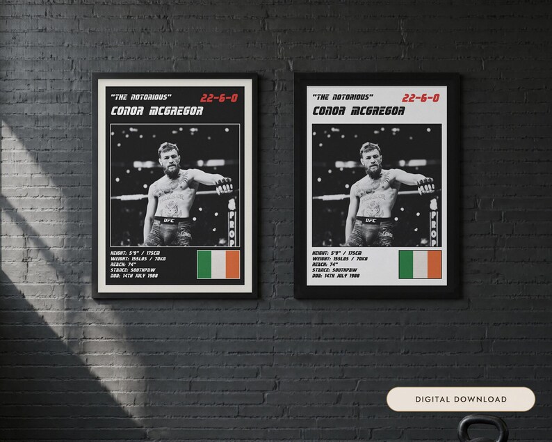 Conor McGregor MMA Poster | Gym Wall Art Print | White and Black Editions | Digital Download image 1