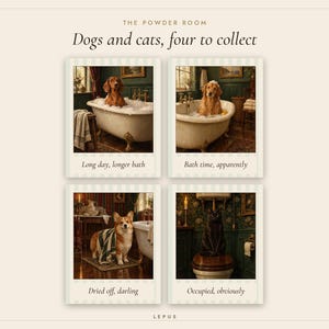 Golden Retriever Bathroom Wall Art, Funny Vintage Oil Painting Print, Dog Lover Gift (Digital Download) image 8