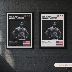 Forrest Griffin MMA Poster | Hall of Famer Fight Wall Art Print | Black and White Editions | Digital Download image 1
