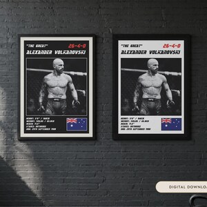 Alexander Volkanovski MMA Poster | Gym Wall Art Print | White and Black Editions | Digital Download image 1