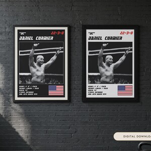 Plakat MMA Daniela Cormiera | Grafika ścienna do siłowni | Edycja biała i czarna | Pobieranie cyfrowe zdjęcie 1