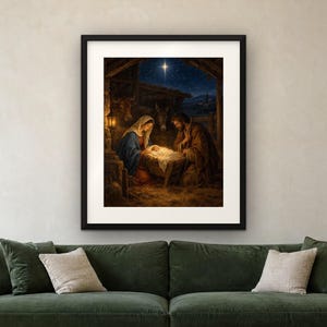 Nativity Print, Vintage Christmas Oil Painting, Christian Wall Art (Digital Download) image 4