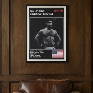 Forrest Griffin MMA Poster | Hall of Famer Fight Wall Art Print | Black and White Editions | Digital Download image 2