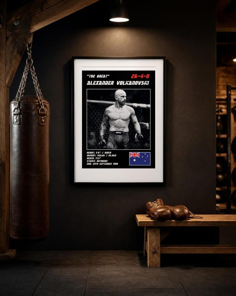 Alexander Volkanovski MMA Poster | Gym Wall Art Print | White and Black Editions | Digital Download image 3
