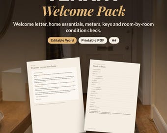 Tenant Welcome Pack Printable | Landlord Move In Pack, Welcome Letter, Property Inventory and Condition Checklist, Meter Readings | UK
