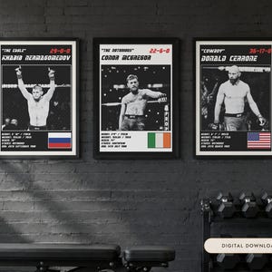 MMA Poster Set of 3 | The Lightweight Greats | Khabib, McGregor, Cerrone | Gym Wall Art Bundle | Digital Download