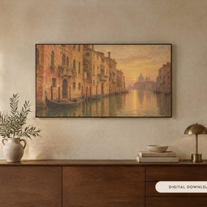 Frame TV Art: Venice at Evening, Antique Landscape Oil Painting (Digital Download)