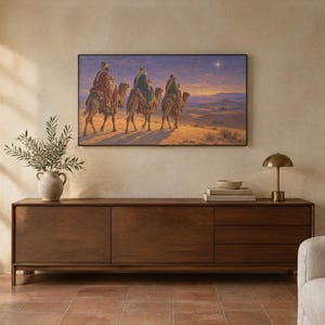 Frame TV Art: De Drie Koningen, Christelijk kerstschilderij in olieverf (digitale download) afbeelding 2