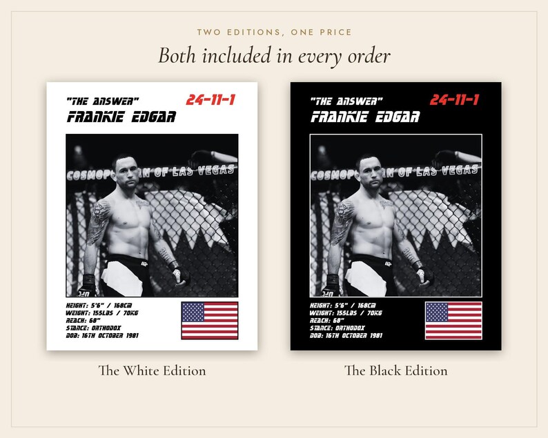 Frankie Edgar MMA Poster | The Answer Fight Wall Art Print | Black and White Editions | Digital Download image 5