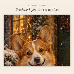 Corgi Christmas Print, Vintage Oil Painting, Corgi Gift (Digital Download) image 5