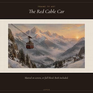 Frame TV Art: The Red Cable Car, Alpine Mountain Oil Painting (Digital Download) image 3