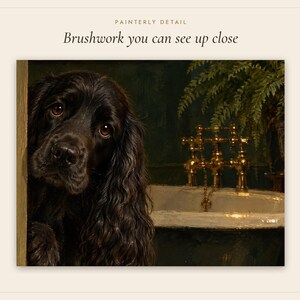 Cocker Spaniel Bathroom Wall Art, Funny Peeking Dog Oil Painting Print (Digital Download) image 5