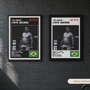 Lyoto Machida MMA Poster | The Dragon Fight Wall Art Print | Black and White Editions | Digital Download image 1