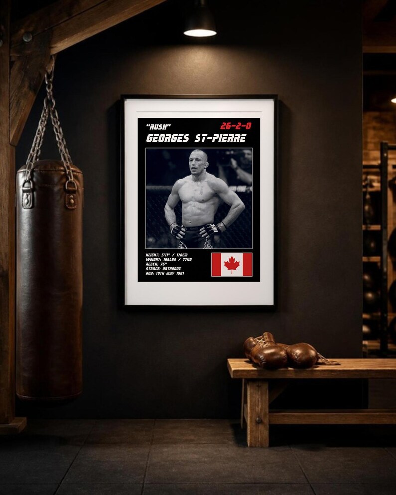 Georges St Pierre MMA Poster | Gym Wall Art Print | White and Black Editions | Digital Download image 3