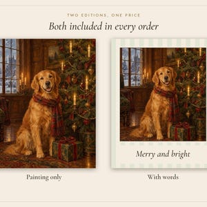 Golden Retriever Christmas Print, Vintage Oil Painting, Dog Lover Gift (Digital Download) image 3