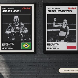 Para plakatów MMA | Królowe klatki | Amanda Nunes, Joanna Jedrzejczyk | Grafika ścienna do walk | Pobieranie cyfrowe