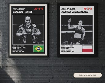 MMA Poster Pair | Queens of the Cage | Amanda Nunes, Joanna Jedrzejczyk | Fight Wall Art | Digital Download