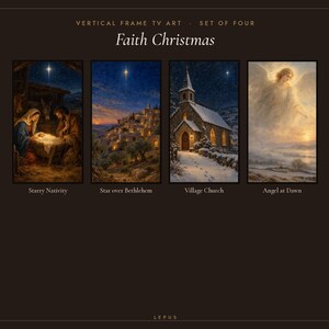 Vertical Frame TV Art: Nativity Christmas Set of 4, Portrait Oil Paintings (Digital Download) image 2
