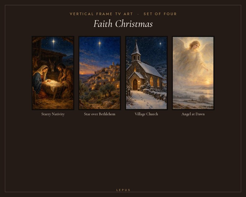 Vertical Frame TV Art: Nativity Christmas Set of 4, Portrait Oil Paintings (Digital Download) image 2
