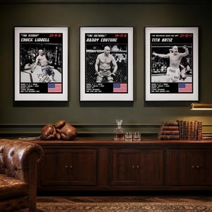 MMA Poster Set of 3 | The Light Heavyweight Legends | Liddell, Couture, Ortiz | Gym Wall Art Bundle | Digital Download image 3