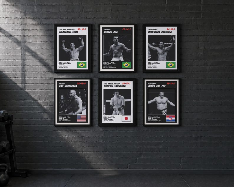 MMA Poster Set of 6 | Pride Legends | Wanderlei, Shogun, Nogueira, Henderson, Sakuraba, Cro Cop | Fight Wall Art | Digital Download image 2