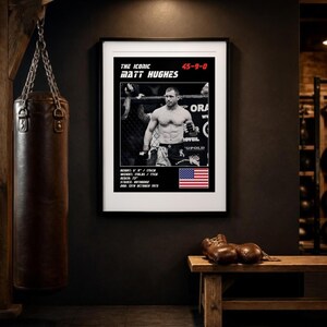 Poster di Matt Hughes per MMA / Stampa artistica da parete per palestra / Edizioni in bianco e nero / Download digitale immagine 3