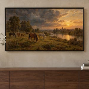 Equestrian Frame TV Art Set of 6, Antique Horse Oil Paintings (Digital Download) image 4