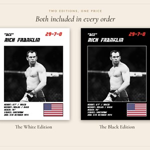 Rich Franklin MMA-poster | Ace Fight muurdecoratie | Zwart-wit edities | Digitale download afbeelding 5