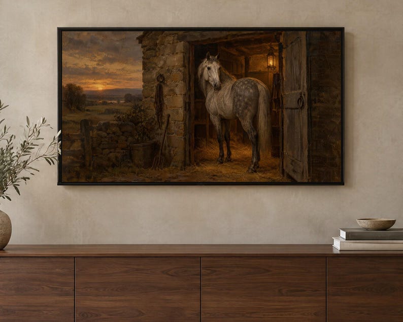 Equestrian Frame TV Art Set of 6, Antique Horse Oil Paintings (Digital Download) image 3