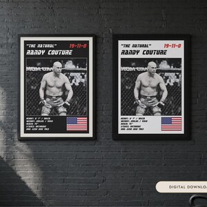 Randy Couture MMA Poster | Gym Wall Art Print | White and Black Editions | Digital Download image 1