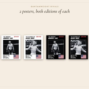 Pósteres de MMA / Rivales de peso gallo / Dominick Cruz, Urijah Faber / Arte mural de peleas / Descarga digital imagen 4