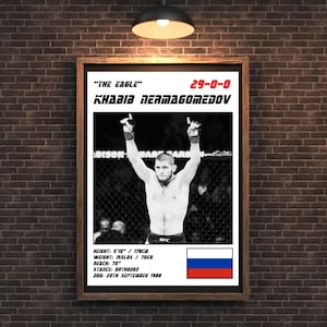MMA Digital UFC Fighter Print - Khabib The Eagle Nurmagomedov White Wall Poster | Iconic Artwork for Sports Fans