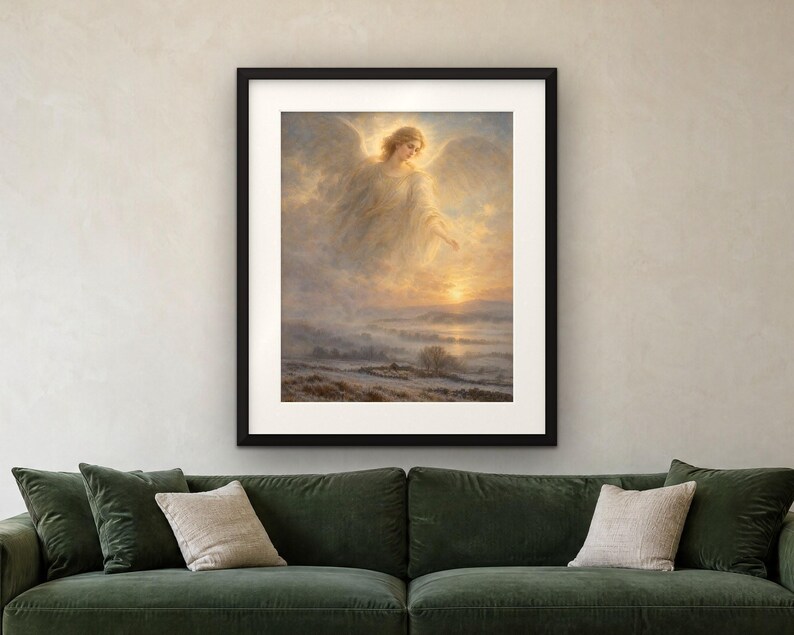 Christmas Angel Print, Vintage Oil Painting, Glory to God Wall Art (Digital Download) image 4