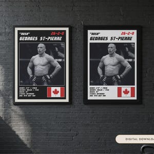 Georges St Pierre MMA Poster | Gym Wall Art Print | White and Black Editions | Digital Download