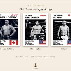 MMA Poster Set of 3 | The Welterweight Kings | St Pierre, Hughes, Penn | Gym Wall Art Bundle | Digital Download image 4