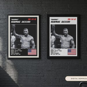 Rampage Jackson MMA Poster | Rampage Fight Wall Art Print | Black and White Editions | Digital Download image 1