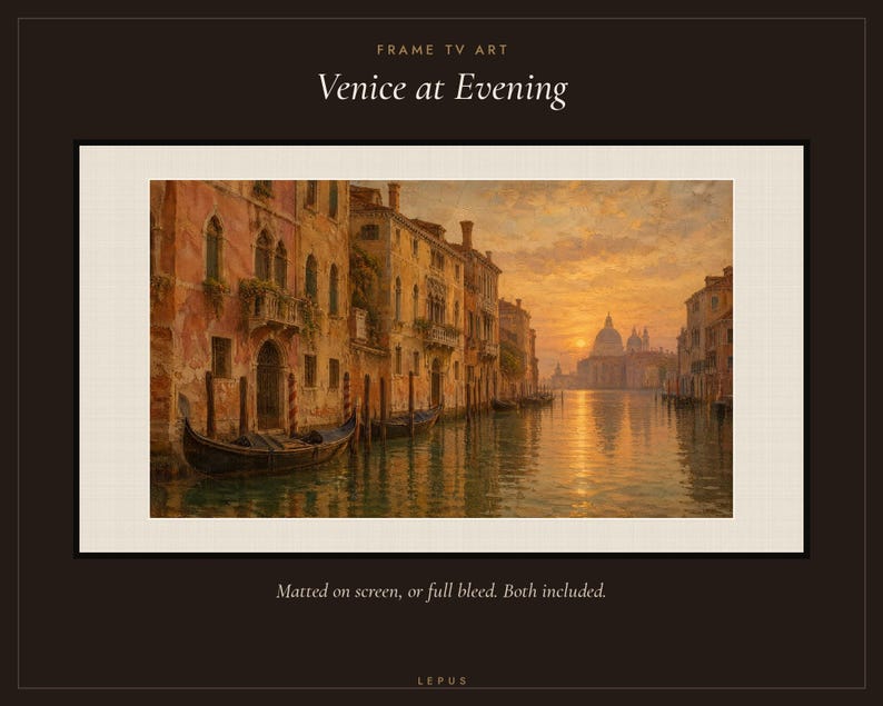 Frame TV Art: Venice at Evening, Antique Landscape Oil Painting (Digital Download) image 3